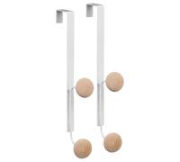 BargainsMania Ash Over Door Wooden Hooks 2pk - White - Combining Modern Style and Functionality, These Hooks are Perfect for Hanging Up Coats, Bags, Hats, and Accessories