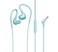 BargainsMania Athletic Hook Earphones - Teal - Features: Built In Microphone, Flexible Ear Hook, Volume Control, Lightweight, 3.5mm Aux In, Sweat Proof, High Res Audio, Hands Free