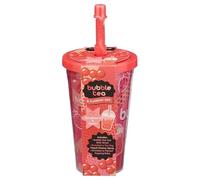 BargainsMania Bubble Tea & Tumbler Set - Strawberry & Peach - Enjoy A Delicious Drink in A Matching Cup - Includes: Tea Bag, Syrup, Flavoured Popping Boba, Straw