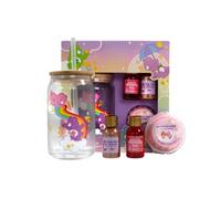 BargainsMania Candy Cloud Drink Kit - The Kit Comes with A Cute Glass Featuring Colourful Rainbow and Character Designs, Complete with A Bamboo Lid and Straw