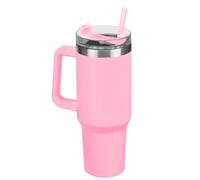 BargainsMania Double Wall Drinking Tumbler 1.18L - Rotating Lid Offers The Choice Between Straw and Drink Opening, and A Full-Cover for Leak Resistance (Pink)