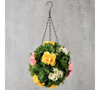 BargainsMania Hanging Floral Leafy Topiary Ball - This Artificial Floral Ball Is A Beautiful Way To Bring Summer Into Your Garden Or Home - It Features A Hanging Chain (Multicolour)