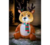 BargainsMania Inflatable Light Up Reindeer 3.5ft - Featuring Built-in Lights that Create A Soft, Cheerful Glow, This Light Up Inflatable Reindeer Gives Your Garden Some Winter Wonderland