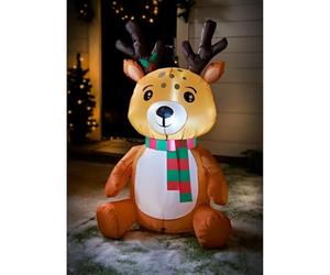 BargainsMania Inflatable Light Up Reindeer 3.5ft - Featuring Built-in Lights that Create A Soft, Cheerful Glow, This Light Up Inflatable Reindeer Gives Your Garden Some Winter Wonderland