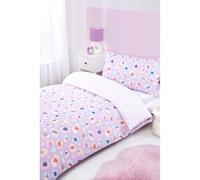 BargainsMania Kids Pink Single Duvet Set - Brighten Up Your Child's Bedroom With This Colourful - Dimensions: Duvet Covers: 90 X 190cm, Pillowcase: 50 X 75cm - Material: 100% Polyester (Leopard)