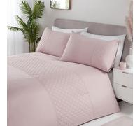 BargainsMania Pinsonic Blush Duvet Set - Double - Transform Your Bedroom - Soft and Stylish Quilted Design for a Cozy and Chic Look - Machine Washable for Easy Care - Material - 100% Polyester