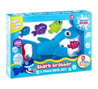 BargainsMania Shark Grabber Bath Set 5pc - Chase And Chomp Colorful Fish Around The Bathtub With The Shark Grabber