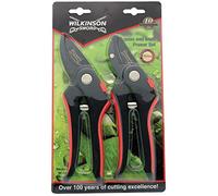 Bargainstore Wilkinson Sword P-1111243W Bypass & Anvil Pruners Secateurs Carbon Hand Tools Twin Pack Set Gardening