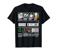 Barge Engineer Label Skills Problem Solving Coffee Beer T-Shirt, Men, Black, 5X-Large