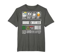 Barge Engineer Label Skills Problem Solving Coffee Beer T-Shirt, Men's Big and Tall, Asphalt Grey, 5X Tall