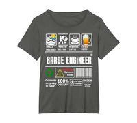 Barge Engineer Label Skills Problem Solving Coffee Beer T-Shirt, Women's Plus, Asphalt Grey, 5X