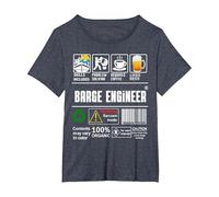 Barge Engineer Label Skills Problem Solving Coffee Beer T-Shirt, Women's Plus, Heather Blue, 5X