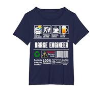Barge Engineer Label Skills Problem Solving Coffee Beer T-Shirt, Women's Plus, Navy Blue, 5X