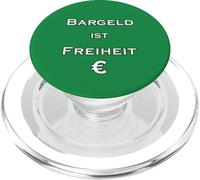 Bargeld ist Freiheit - with Euro € - White with Black Border PopSockets PopGrip for MagSafe