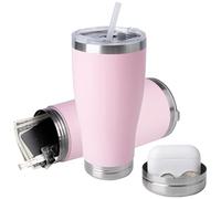 BarGifts 20oz Hidden Safe Water Bottle, Stainless Steel Secret Bottle with Hidden Compartment, Keeps Your Valuables Safe Like Money, Keys, and Jewelry - Pink