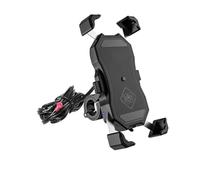 Barhbt Bicycle Phone Holder Motorcycle Mobile Mount With QC 3.0 USB Qi Wireless Charger For Scooter Motorbike Smartphone Support Bracket Motorcycle GPS Navigation Bracket(QC3.0 and Wireless)