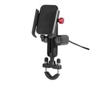 Barhbt Bicycle Phone Holder Universal Motorcycle Rearview Mirror Cell Phone Holder Charger Aluminum Phone Stand GPS With USB Charging Motorcycle GPS Navigation Bracket(USB Handlebar)