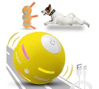 BARHOMO Dog Balls,The 3rd Generation Interactive Toys for Puppy/Small/Medium/Large Dogs,Improved Dog Rolling Effect Tennis Ball with Strap, Tough Motion Activated Automatic Moving Dog Toys (Yellow)