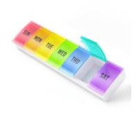 Barhon Pill Organizer Weekly, 7 Day Medicine Pill Organizers Medium Size, Daily Pills Box Case Travel for Big Vitamin Supplements Fish Oil, Rainbow