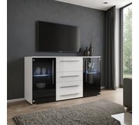 Bari Chest Of Drawers Modern Storage Black Cabinet With Spacious White Drawers Durable Laminated Board Contemporary Design Led