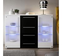 Bari Chest Of Drawers Modern Storage White Cabinet With Spacious Black Drawers Durable Laminated Board Contemporary Design Led