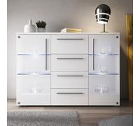 Bari Chest Of Drawers Modern Storage White Cabinet With Spacious White Drawers Durable Laminated Board Contemporary Design Led