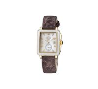 Bari Diamond Mother of Pearl Leather Strap Swiss Quartz Watch GV2 Brown One Size