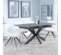 Bari Extending Dining Set - 4-6 Seater - 140cm-180cm - Grey Ceramic - Arctic Swivel Dining Chair - Cream Velvet Fabric
