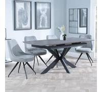 Bari Extending Dining Set - 4-6 Seater - 140cm-180cm - Grey Ceramic - Arctic Swivel Dining Chair - Grey Velvet Fabric