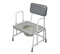 Bariatric Commode Chair with Detachable Arm Rests - 7.5 Litre Pail with Lid - 254kg (40 Stone) Weight Limit - Fold Up Wheels for Easy Transportation