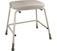 Bariatric Perching Stool - Adjustable Height - Wide Seat Frame - 254kg (40 Stone) Weight Limit - Large Footprint for Stability - White & Grey