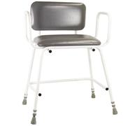 Bariatric Perching Stool - Arms and Padded Backrest - Adjustable Height