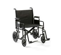 Bariatric Steel Transport Chair - Heavy Duty Wheelchair with 200kg Capacity, Reinforced Steel Frame, Removable Armrests, 12" Solid Rear Tyres, Foldable with Carry Pouch