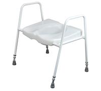 Bariatric Toilet Seat and Frame - 670mm to 815mm Adjustable Height - Tubular Steel Frame - Integrated Handles - 254kg (40 Stone) Weight Limit