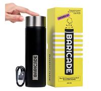 Baricade Original Slim Fingerprint Lock Water Bottle - 500ml Stainless Steel, Leak-Proof, Tamper-Proof, Hot or Cold Up to 12 Hours - Carbon Black - Gym, Travel, Safety