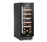 Baridi 20 Bottle Slim Built-In Wine Cooler with Digital Touchscreen Controls, Beech Wood Shelves & Internal LED Light, Black - DH203