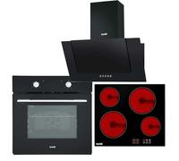 Baridi 4 Zone Ceramic Hob, 5 Function Fan-Assisted Oven & Angled Cooker Hood Bundle - DH186
