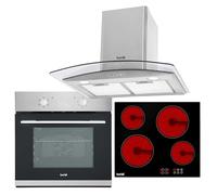 Baridi 4 Zone Ceramic Hob, 5 Function Fan-Assisted Oven & Curved Glass Cooker Hood Bundle - DH187