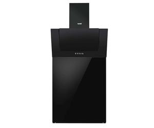 Baridi 60cm Angled Chimney Cooker Hood with Carbon Filters & Black Glass Splashback, LED Lamp, Energy Class B, Black Glass - DH210