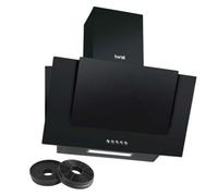 Baridi 60Cm Angled Chimney Cooker Hood With Filters, Black Glass - Dh129