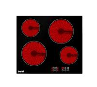Baridi 60cm Built-In Ceramic Hob 4 Cooking Zones, Black Glass, 6000W with Touch Controls, Timer, Residual Heat Indicator and Child Safety Lock, Hard Wired, No Plug Included - DH131