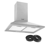 Baridi 60cm Chimney Style Cooker Hood with Carbon Filters, Stainless Steel - DH126