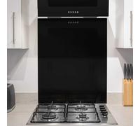 Baridi 60cm Glass Splashback, Backguard Wall Panel for Cooker Hoods, Extractor Fans, Range Hoods Heat Resistant, Black Glass - Easy to Install - DH194