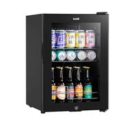 Baridi 60L Beer & Drinks Fridge with LED Light, Black and Glass Door - DH62