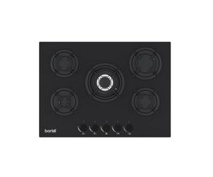 Baridi 70cm Built-In Matt Black Gas Hob, 5 Burners, Cast Iron Supports & Auto Ignition, 10.4kW - DH384