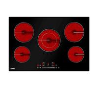 Baridi 77cm Built-In Ceramic Hob with 5 Cooking Zones, Slider Touch Controls, Timer, Heat Indicator & Child Safety Lock, 8200W Hardwired, Black Glass - DH175