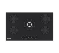 Baridi 90cm Built-In Matt Black Gas Hob, 5 Burners, Cast Iron Supports & Auto Ignition, 10.4kW - DH385