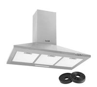 Baridi 90cm Chimney Style Cooker Hood with Carbon Filters, Stainless Steel - DH127