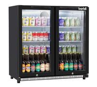 Baridi Back Bar Drinks Fridge/Cooler with Double Glazed Glass Hinged Door & Security Lock for Commercial & Domestic Settings 190L, Black - DH272