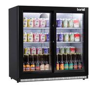 Baridi Back Bar Drinks Fridge/Cooler with Double Glazed Glass Sliding Door & Security Lock for Commercial & Domestic Settings 190L, Black - DH273